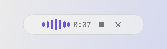 マウスを乗せた HUD。停止とキャンセルのボタンが出る